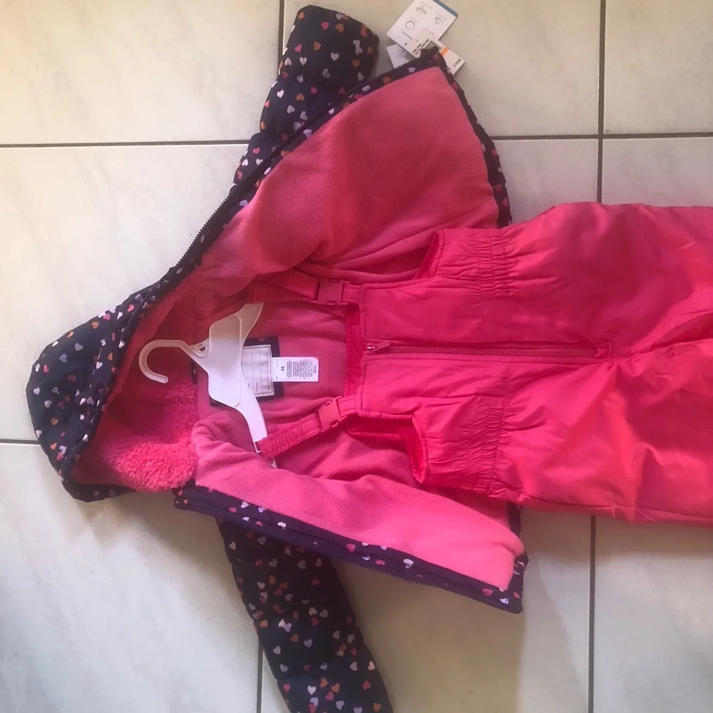 Carter's 2 piece snowsuit. Girls. Winter coat and  snow bib overalls. Size: 4